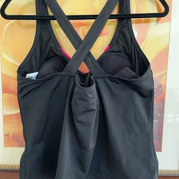Swimsuits For All Black and Pink Swim Top - Picture 2 of 4